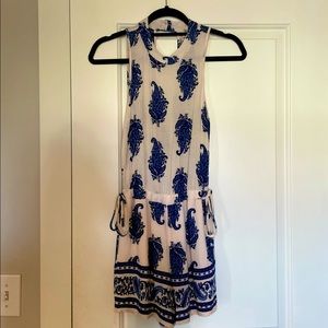 Blue and White Floral Romper